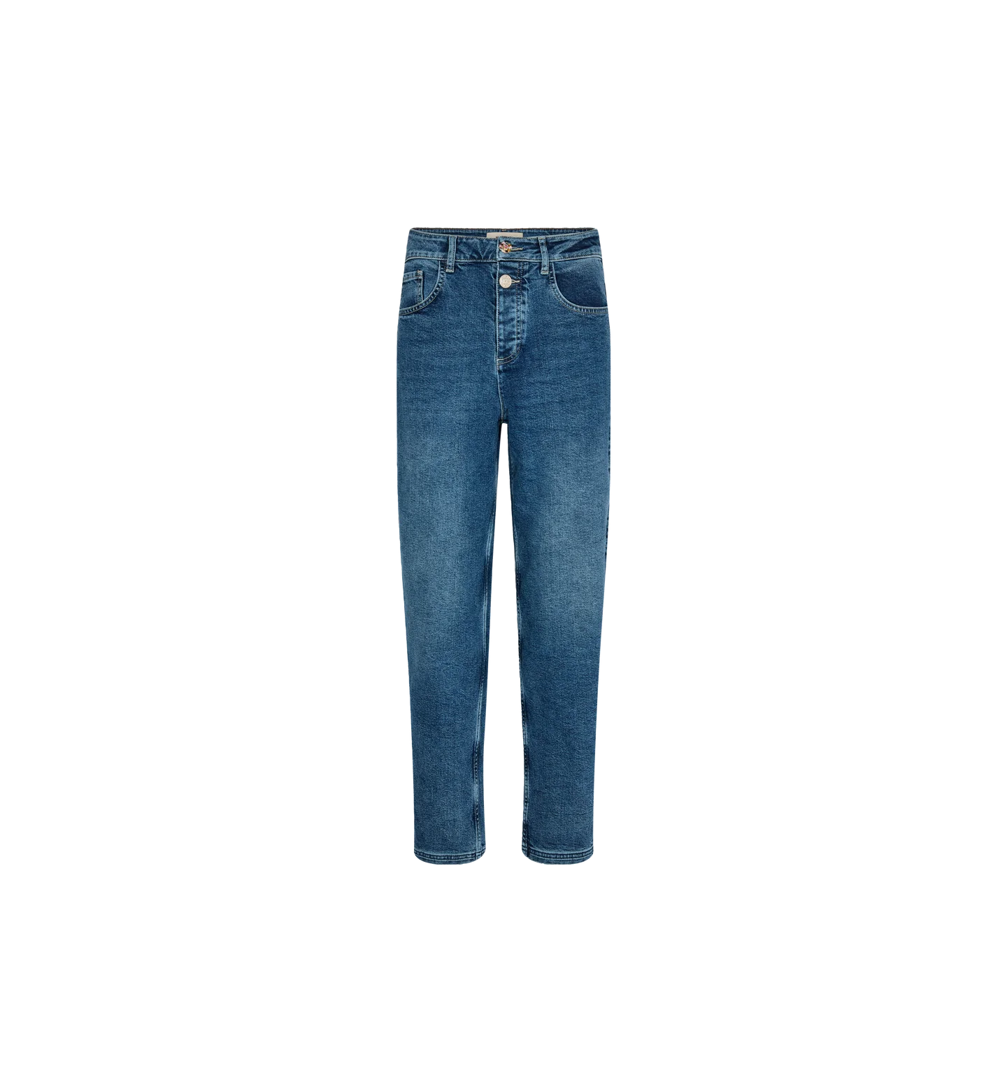 mos mosh mom-fit jeans in blue, button fly, cropped length 