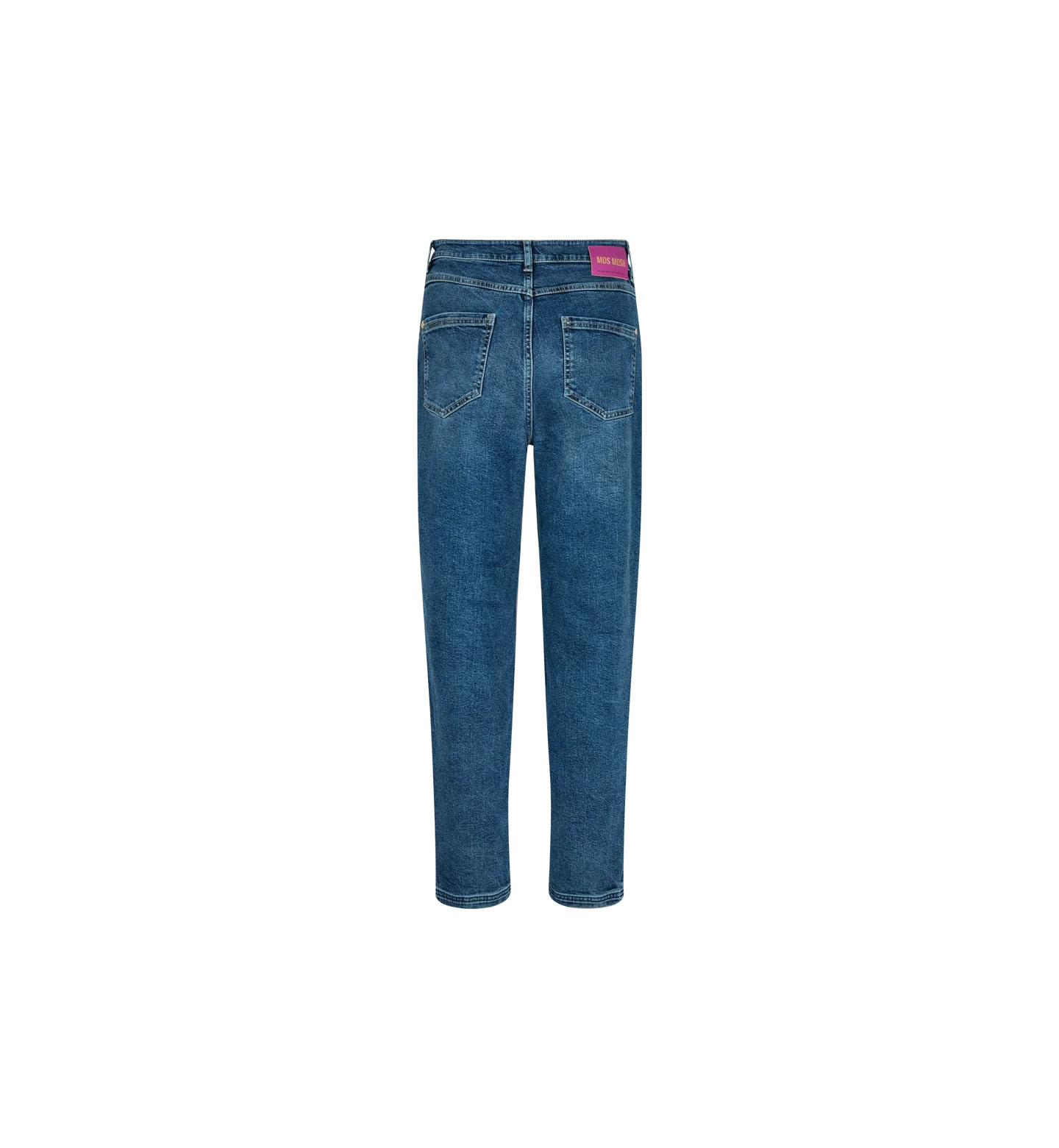 mos mosh mom-fit jeans in blue, button fly, cropped length 