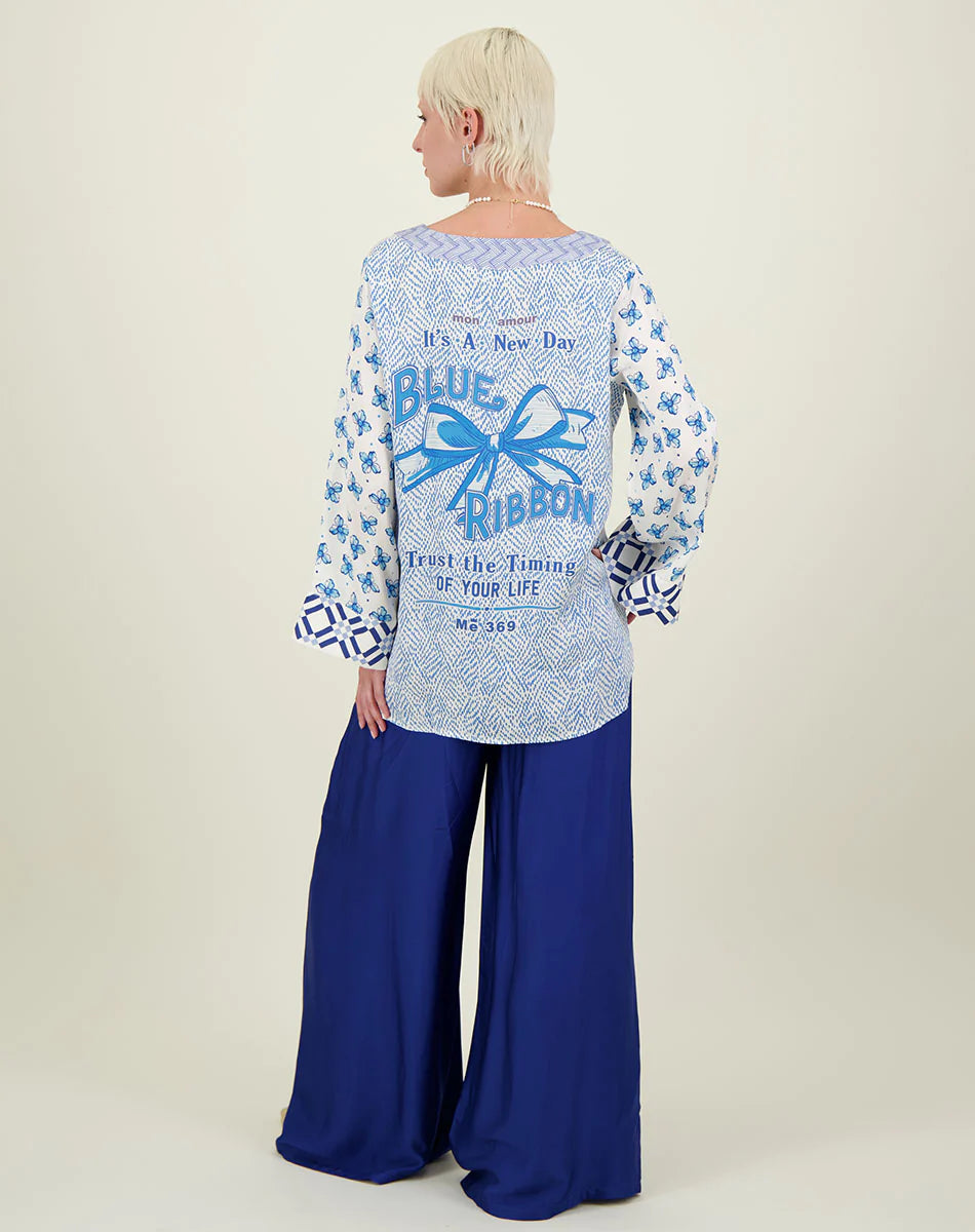 Amalfi collection printed blouse top with wide sleeves. Alexa Tunic by ME369