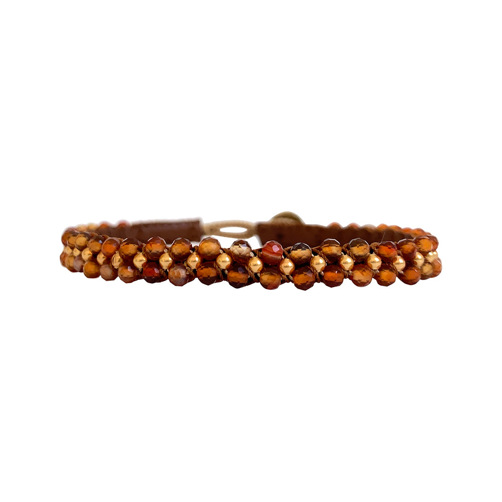 Fall in love with this unique and elegant bracelet handmade with the best quality beads by IBU. Finished upon soft and comfortable leather. Easy to mix and match with our other beautiful bracelets in the collection.