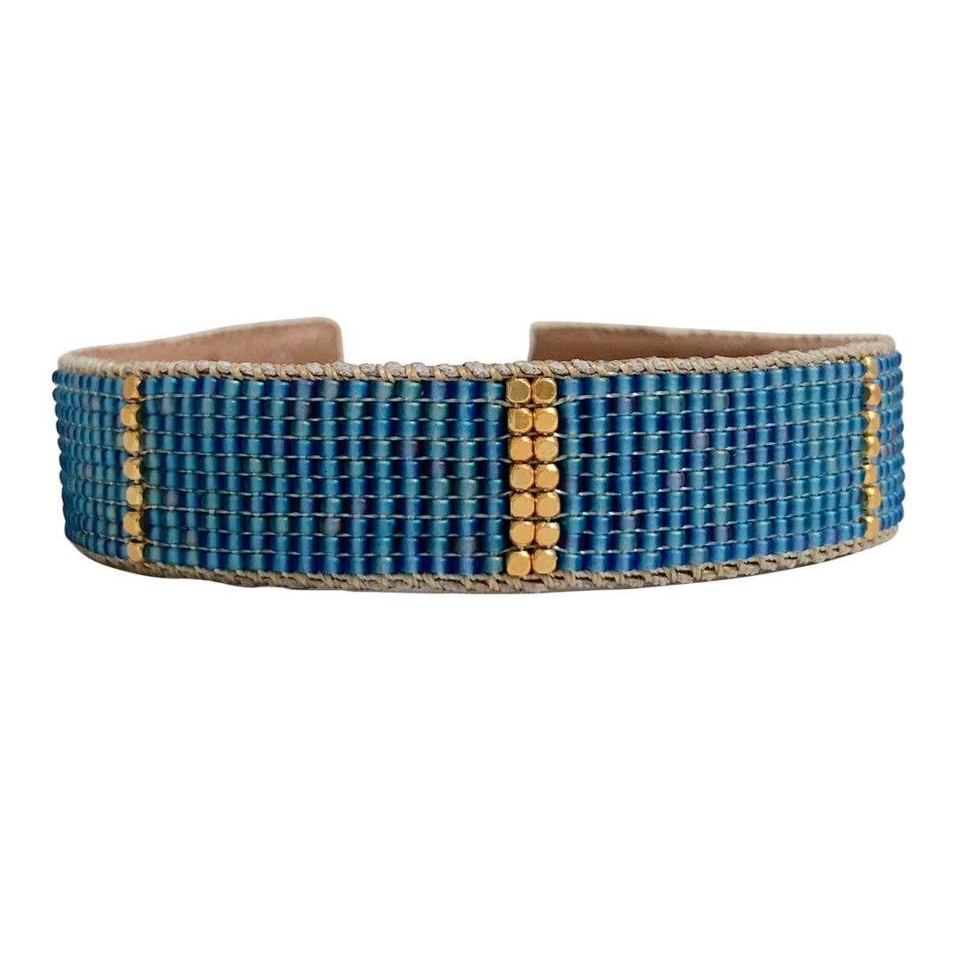 IBU 'Empire' Leather Bracelet (Black/Root/Cobalt/Baby Blue)