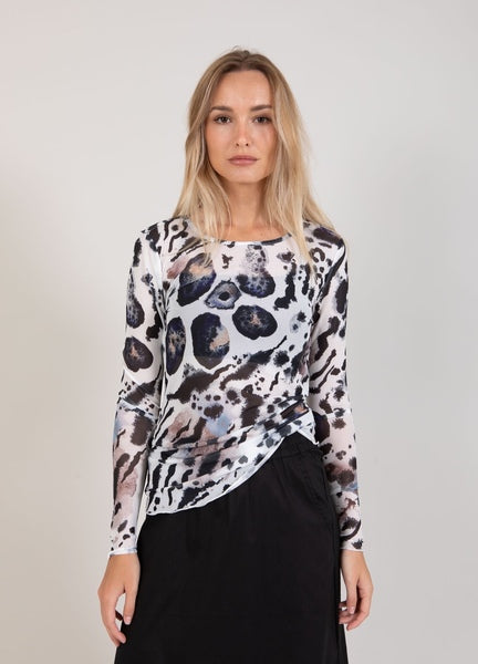 CC HEART 'Eve' Mesh Blouse (Black/Blue Splash/Light Leo)