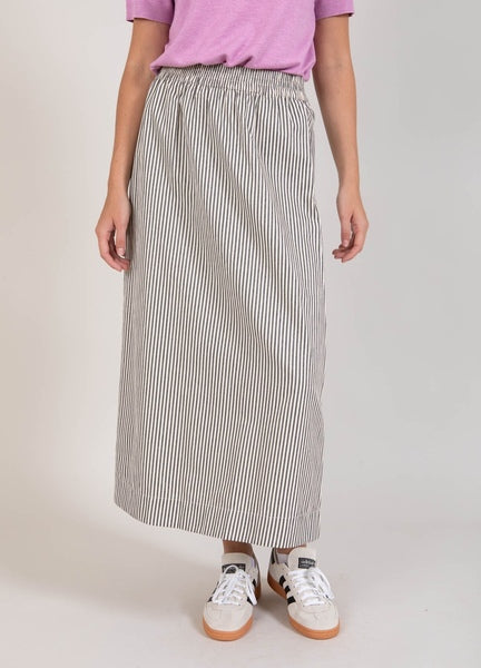 Pull on cotton mix skirt in stripe with elasticated waist 