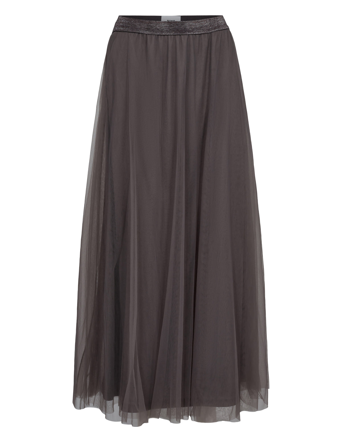 This completely stunning maxi skirt from Danish brand Numph comes in two stunning colours for Autumn/Winter. A pull on elasticated waisted skirt that can be worn casually but can also be dressed up to the nines ! A sheer fabric skirt slightly gathered with a 100% polyester lining. The waist band has a glitter ribbon band adding that little extra something that Numph are so well known for . The fit is true to size. The skirt is Maxi length.