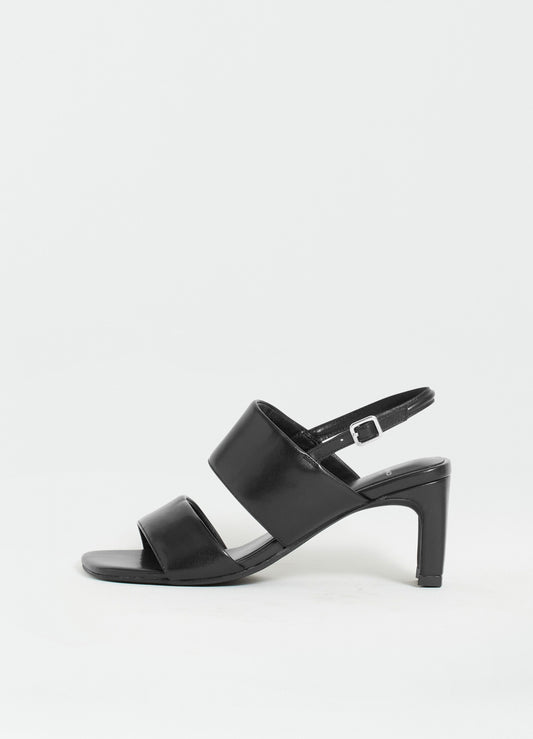 Luisa Vagabond heeled sling-back leather strappy sandals in black or off-white; occasionwear, party sandal