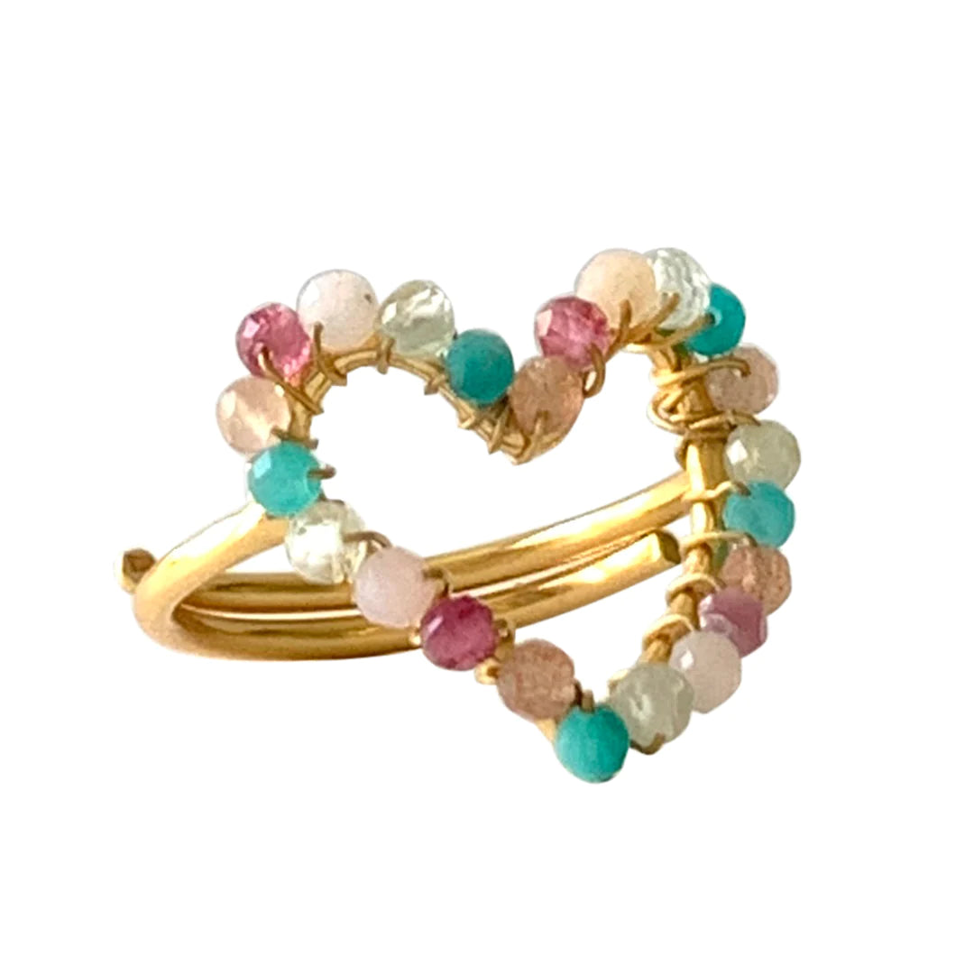 A sweet expression of love with this stunning multi coloured adjustable ring