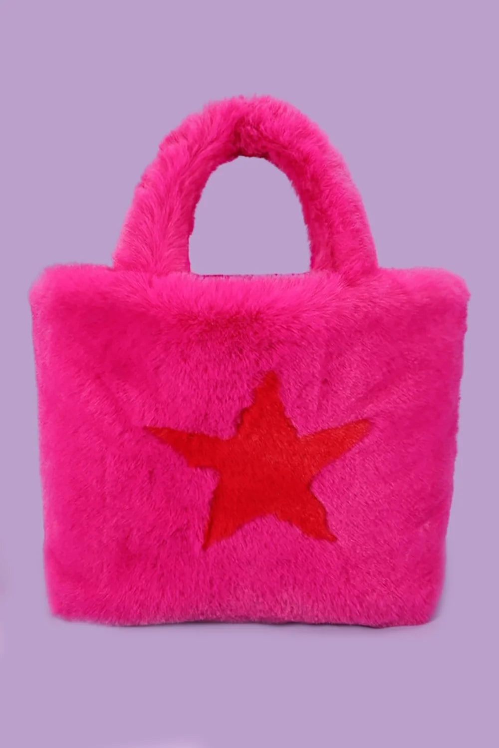 Brightly coloured faux fur star logo bag