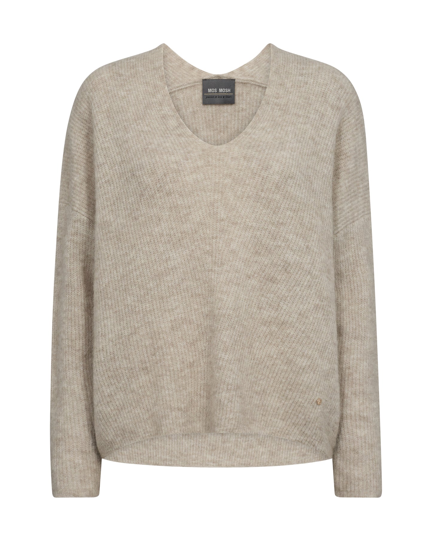 Mos Mosh 'MMThora V Neck Jumper ( Ecru/ Grape Leaf/Feather Grey/Blue Steel)