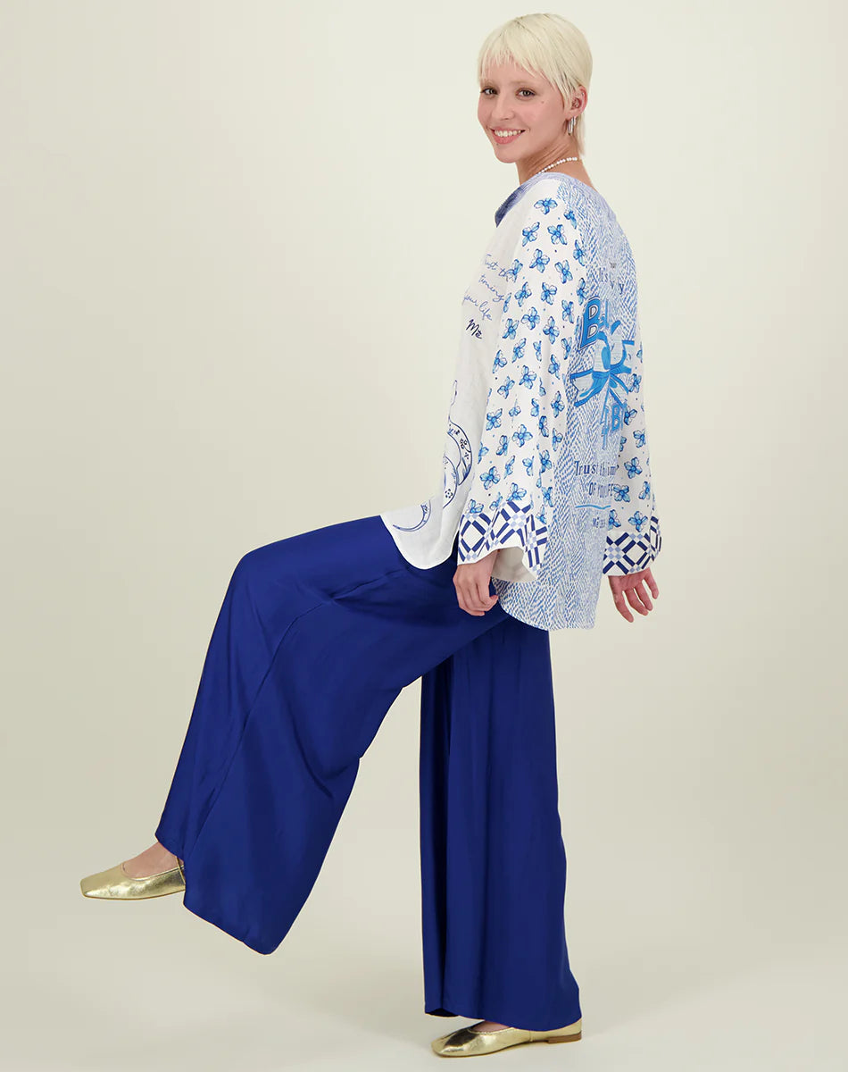 Amalfi collection printed blouse top with wide sleeves. Alexa Tunic by ME369