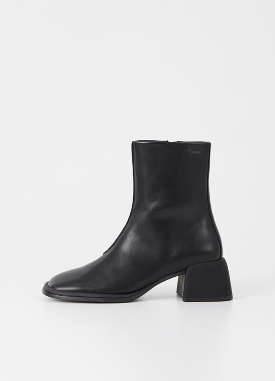 chunky leather boot with slanted block heel 