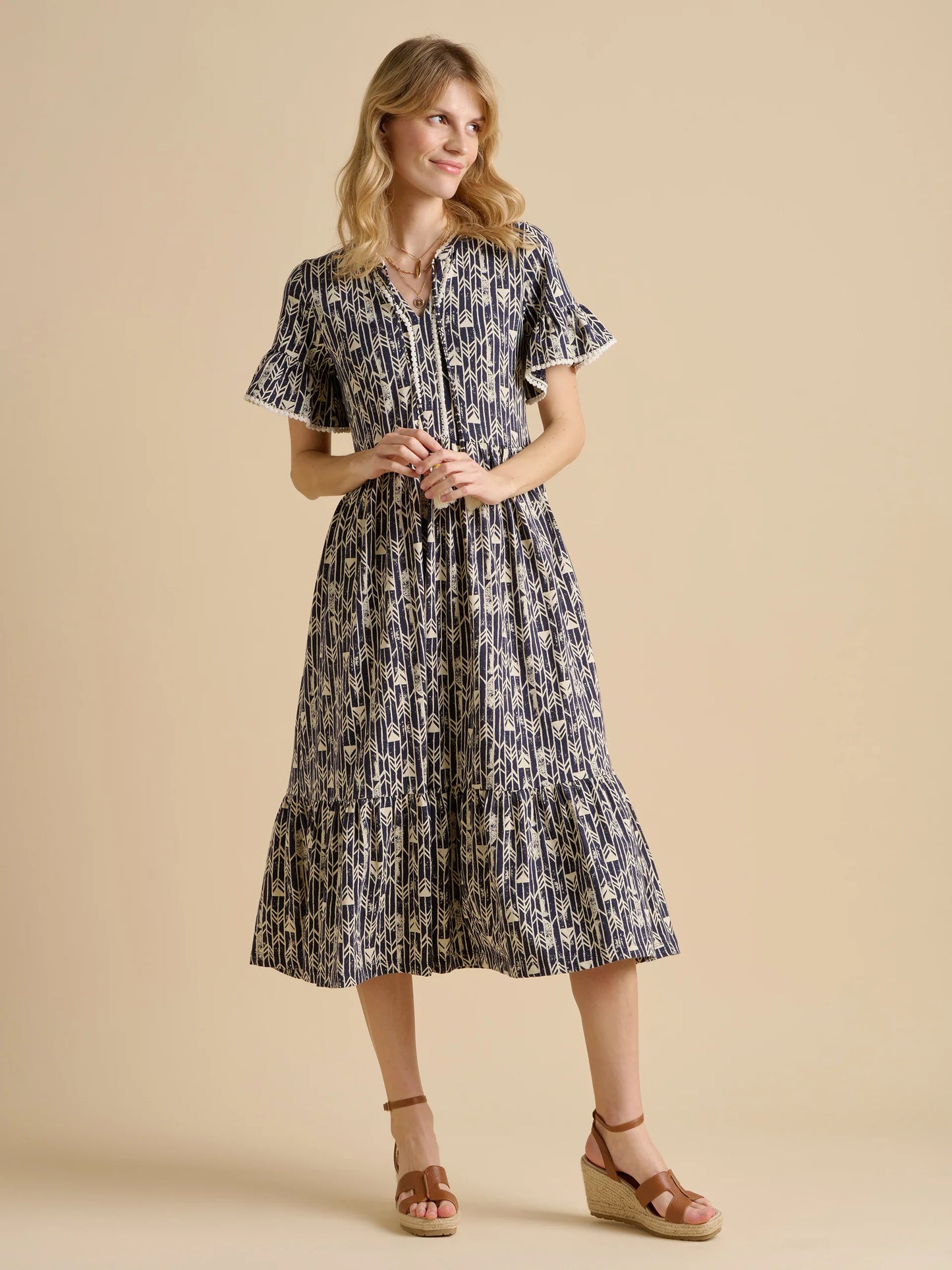 BRAKEBURN "Arrows Midi Dress" (Navy)