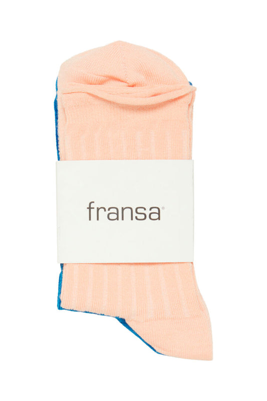 Indulge in this adorable duo of ribbed ankle socks by Fransa. It comes in a set of two, with one pair in blue and one in pink, perfect for sizes 4-7. Made from a luxurious blend of Bamboo, polyamide, and elastane, these socks offer unbeatable comfort and hygiene for your feet.