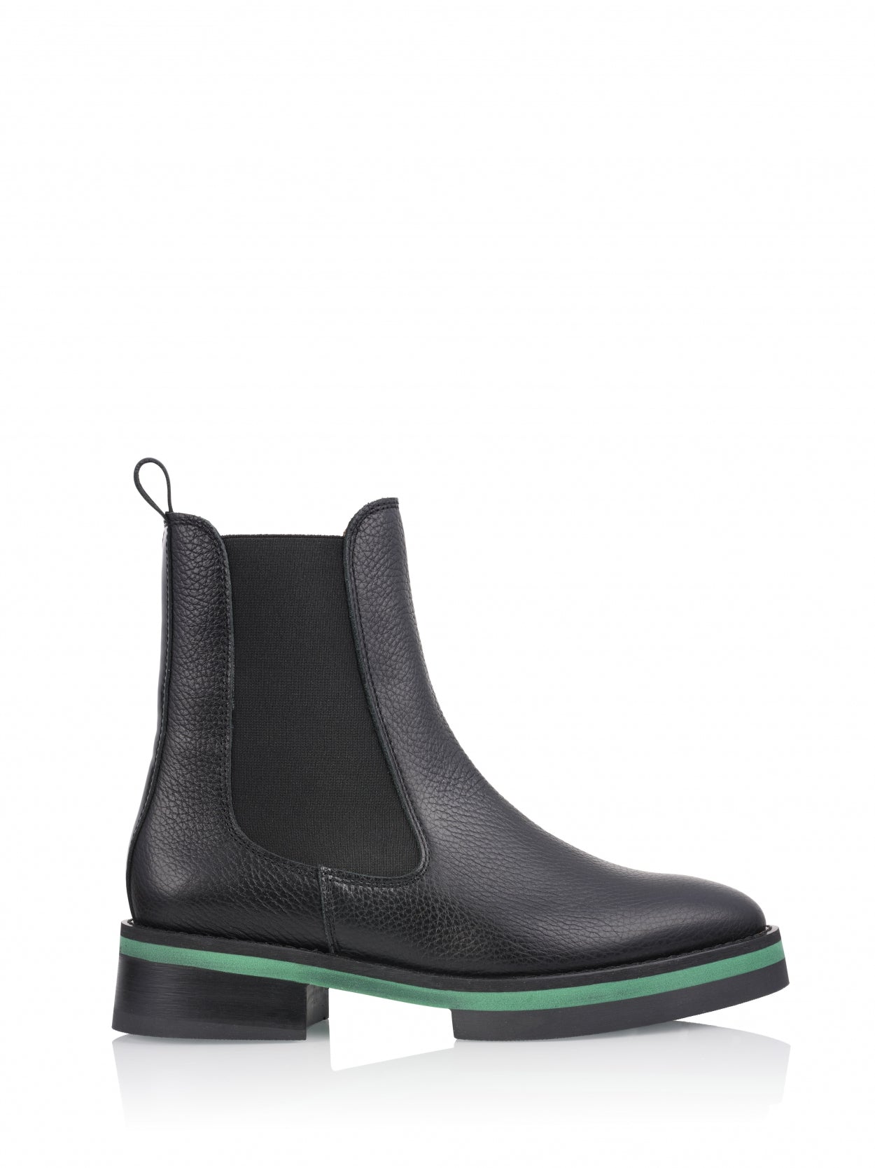 A great little Chelsea boot from European brand&nbsp;DWRS.&nbsp;This simple pull on leather boot is super comfortable for everyday wear. The bright green stripe around the boot above the sole adds that's point of difference.