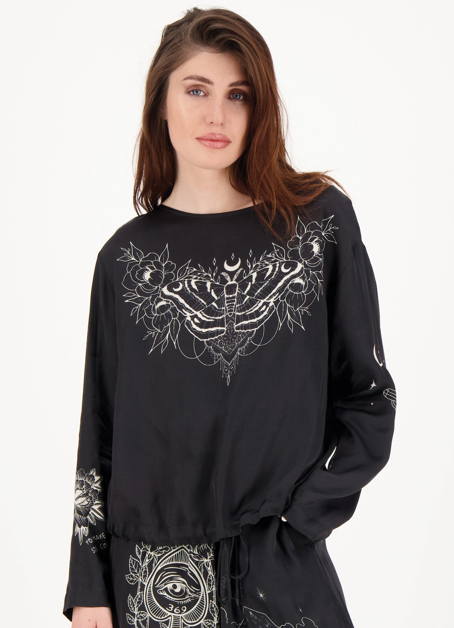 ME369 "Beatrice Blouson Top" Black