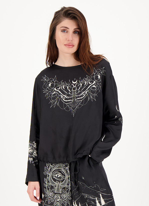 ME369 "Beatrice Blouson Top" Black