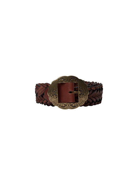 brown leather braided belt by Mos Mosh