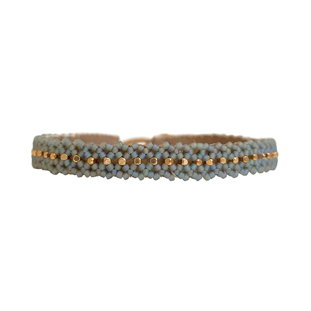 IBU 'Breeze' Leather Bracelet (Grey/Cobalt)