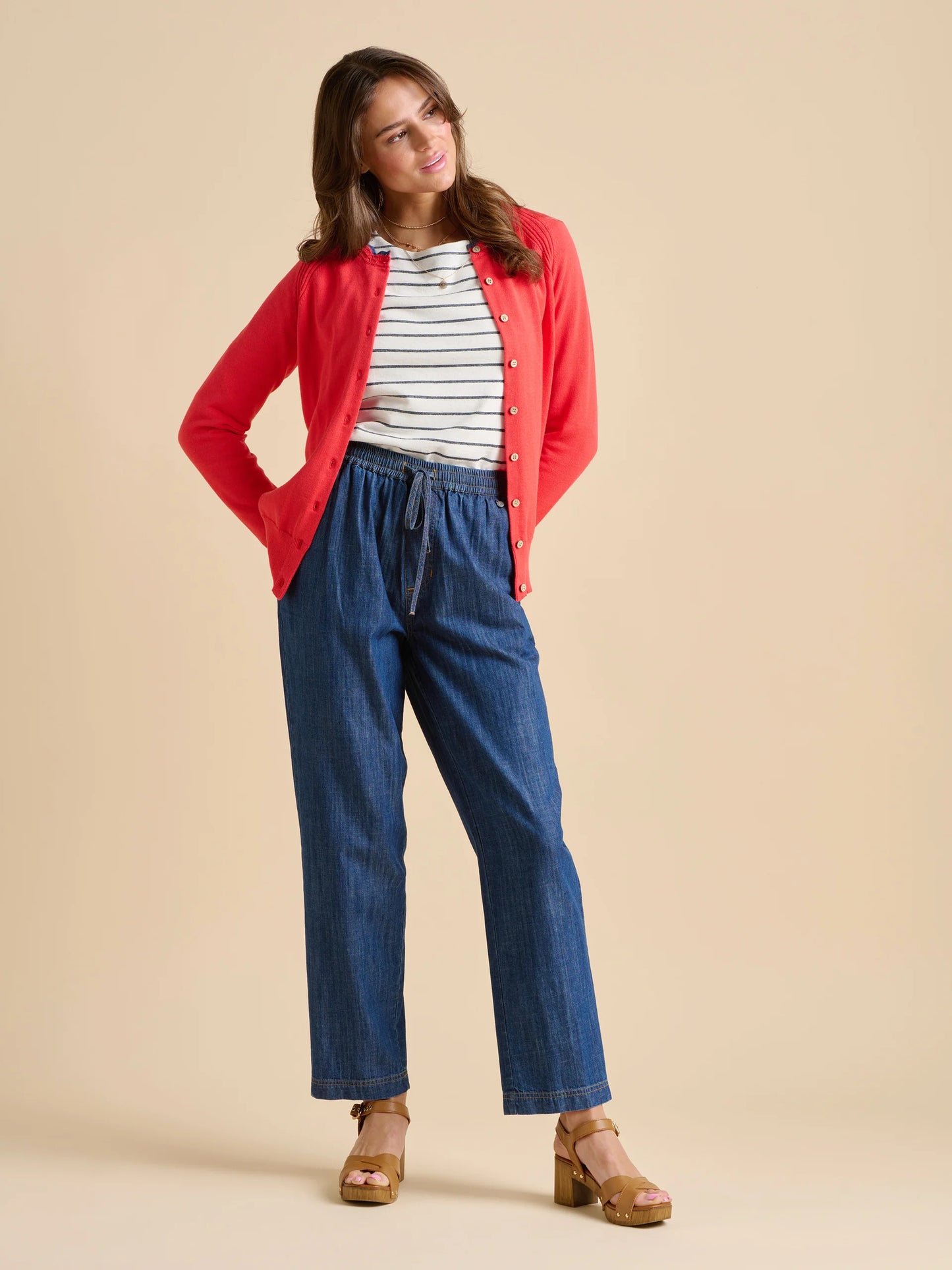 BRAKEBURN "Frill Neck Cardigan" (Red)