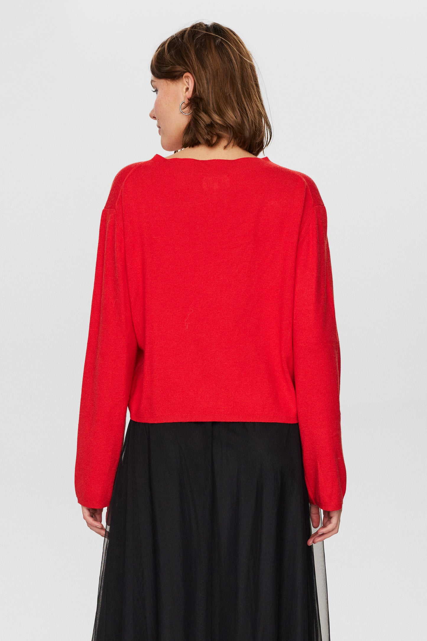 NUMPH 'NUcarma' Crop Pullover (Dress Blues/High Risk Red)