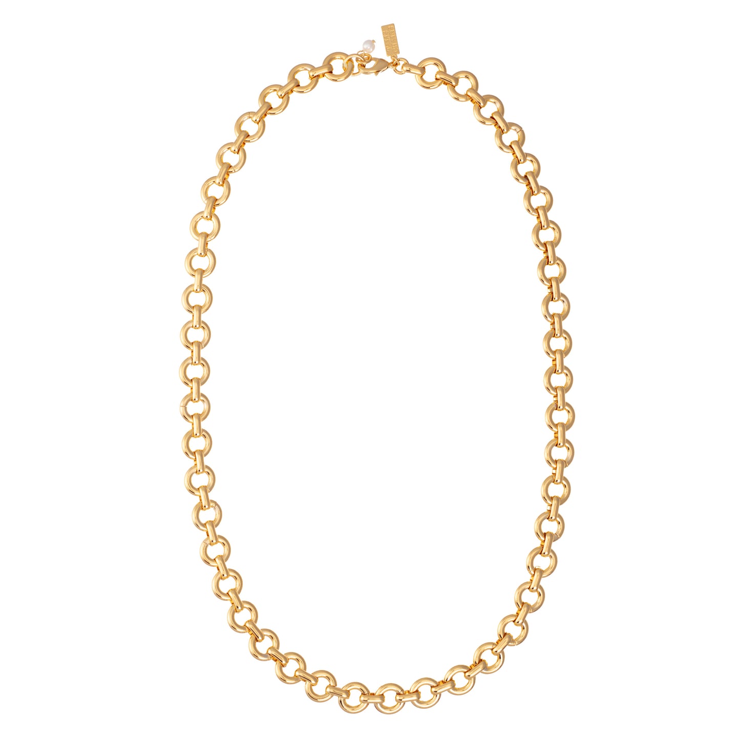 This long, chunky chain necklace from Talis Chains is a must have for everyday styling and layering. Wear it effortlessly with a T-shirt for a casual look or layer additional necklaces to make a bolder statement.