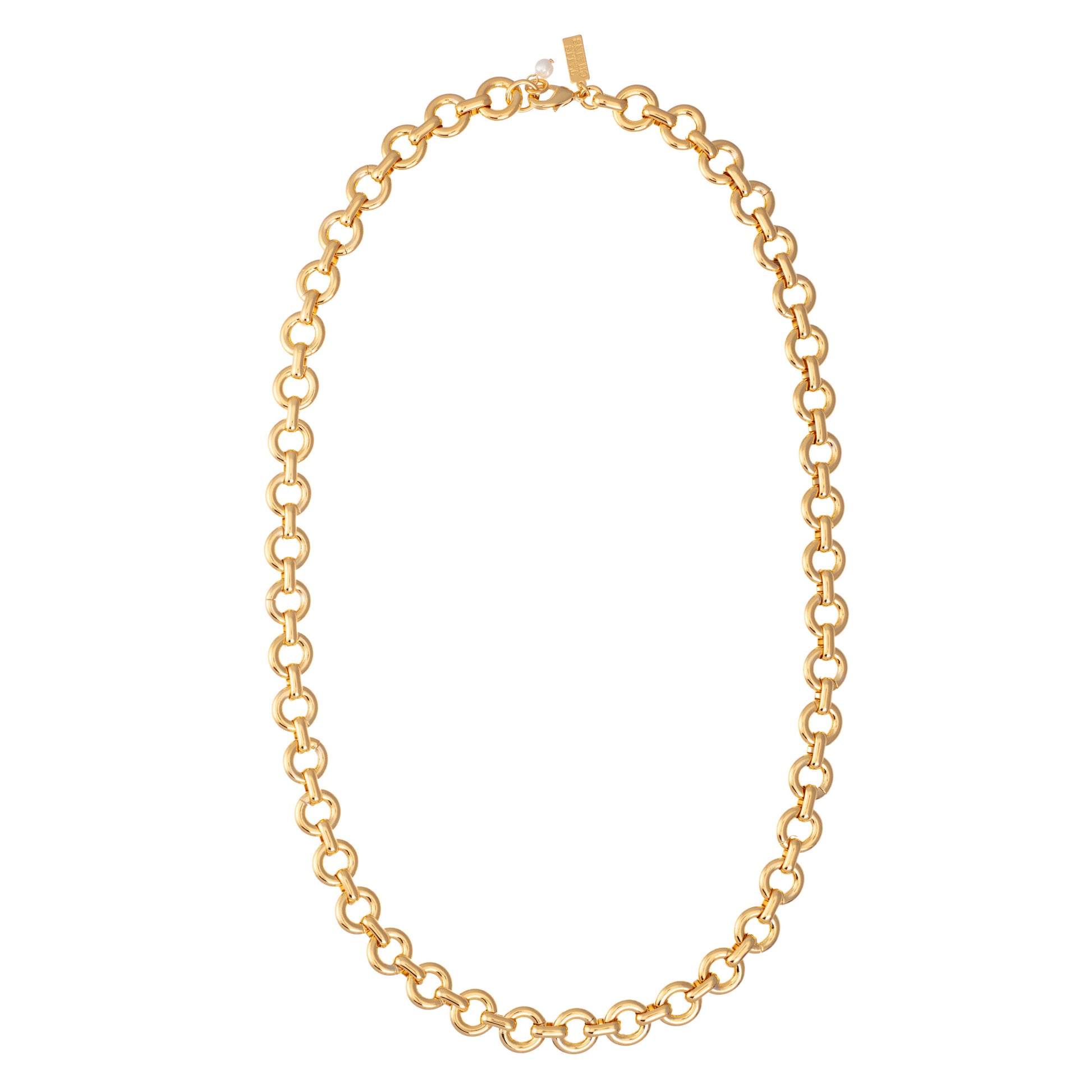 This long, chunky chain necklace from Talis Chains is a must have for everyday styling and layering. Wear it effortlessly with a T-shirt for a casual look or layer additional necklaces to make a bolder statement.