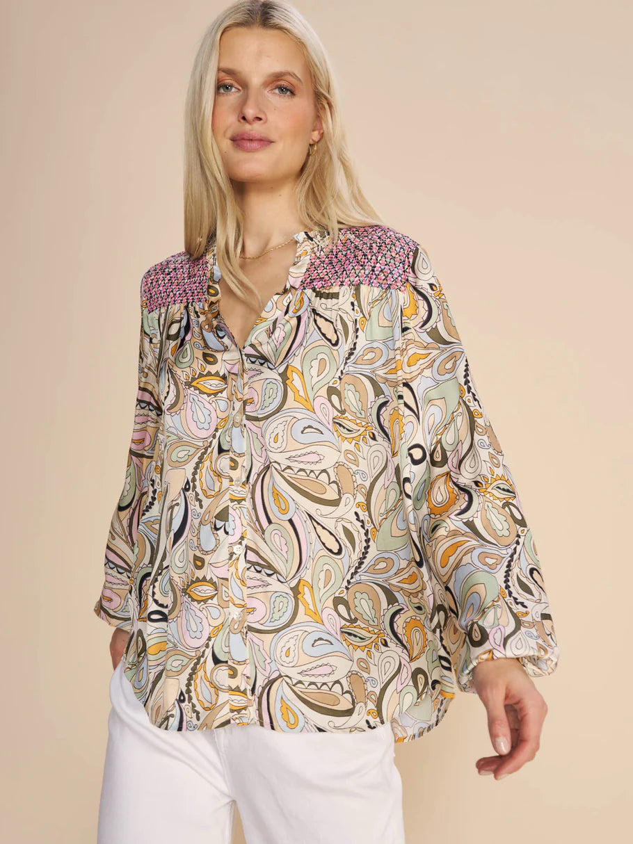 MOS MOSH 'MMDetta Arzu' Paisley Print Blouse (Smoke Green)