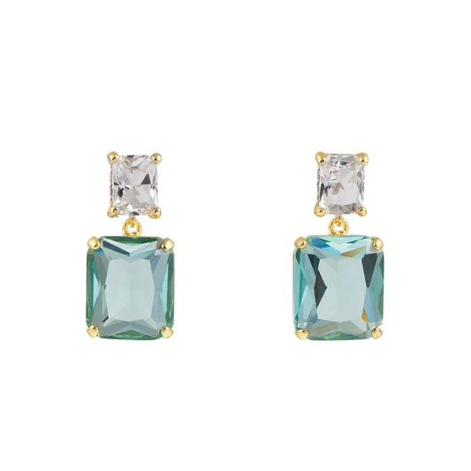 ORELIA "Crystal Double Drop Earrings" (Aquamarine)