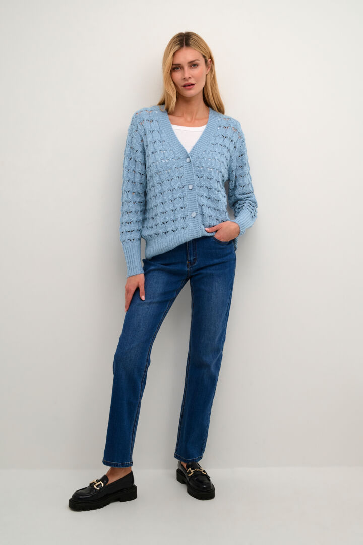 KAFFE 'Elena' Cardigan (Faded Denim/Chalk)