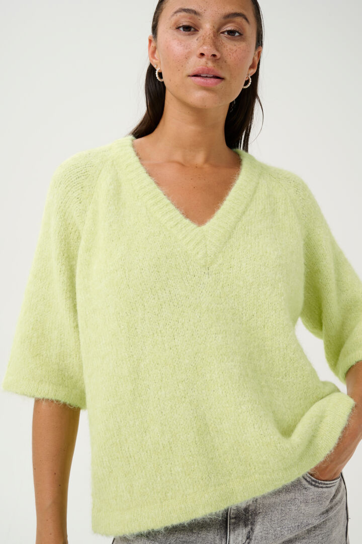 KAFFE "KAEmilie V Neck Pullover" (Lettuce Green/Soft Chambray)