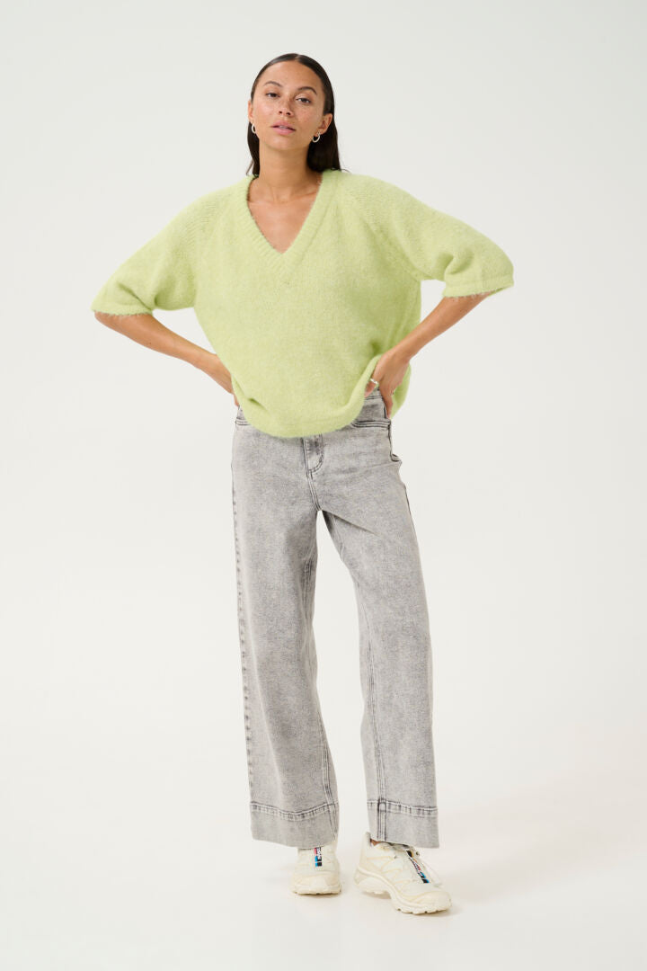 KAFFE "KAEmilie V Neck Pullover" (Lettuce Green/Soft Chambray)