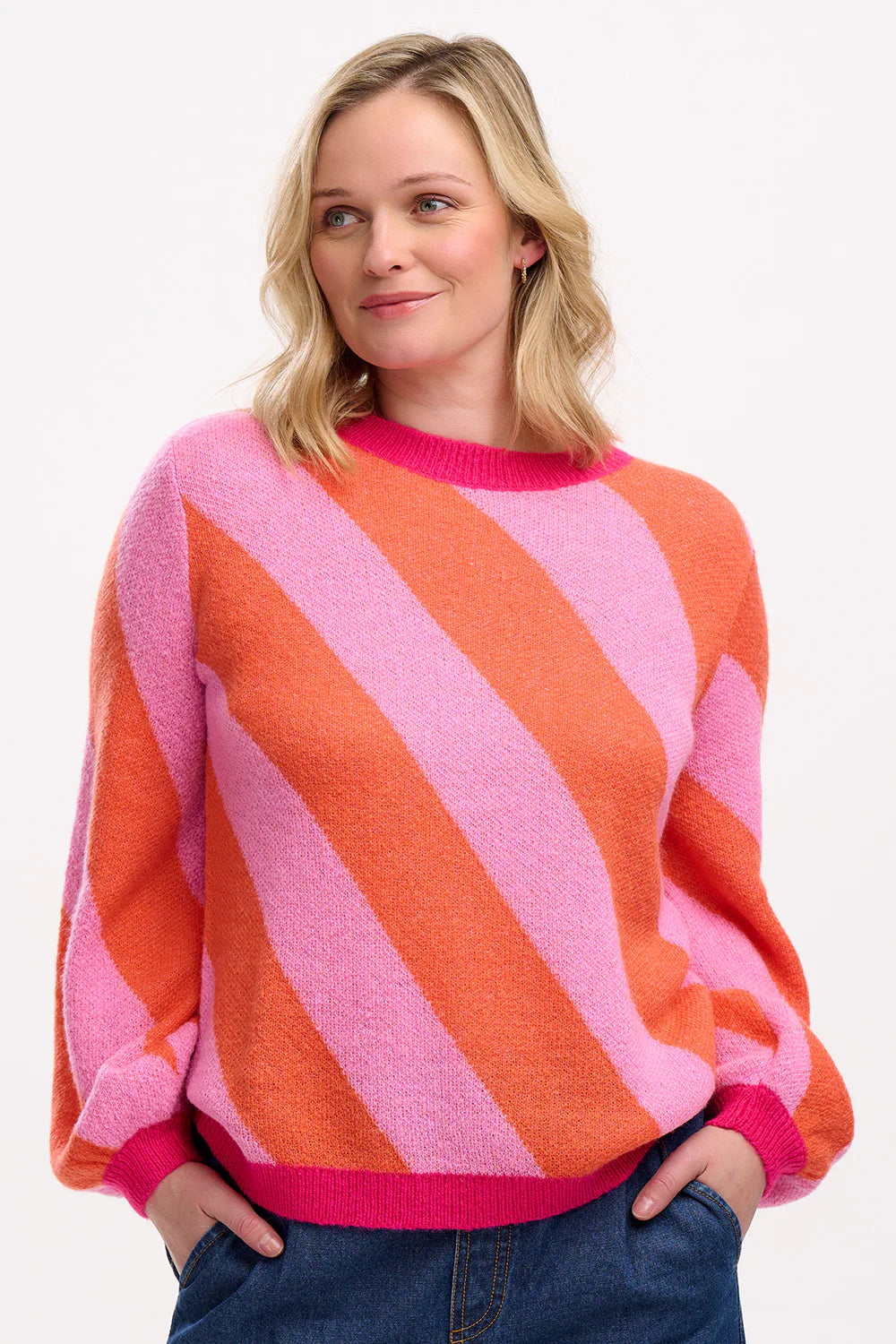 SUGARHILL "Essie Jumper" (Pink/Orange Diagonal Stripe)