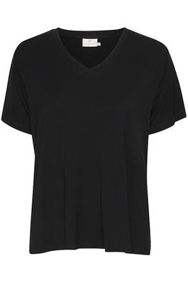 KAFFE "KAFrida V Neck T Shirt" (Chalk/Black Deep/ Soft Chambray)