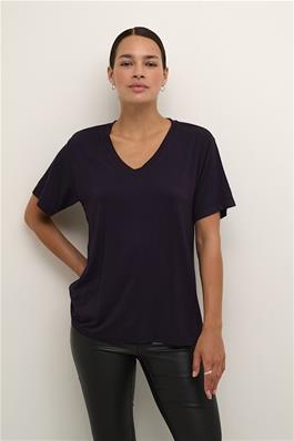 KAFFE "KAFrida V Neck T Shirt" (Chalk/Black Deep/ Soft Chambray)