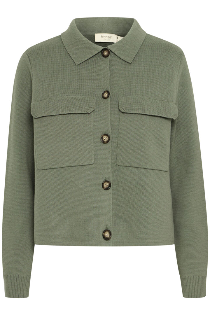 FRANSA "FRIta Cardigan" (Agave Green/Navy Blazer)