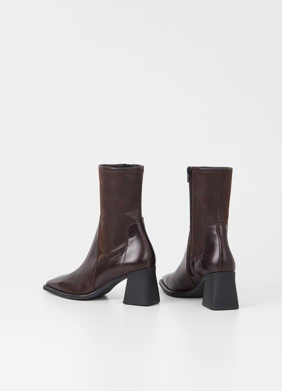 Chunky wide heeled leather boots