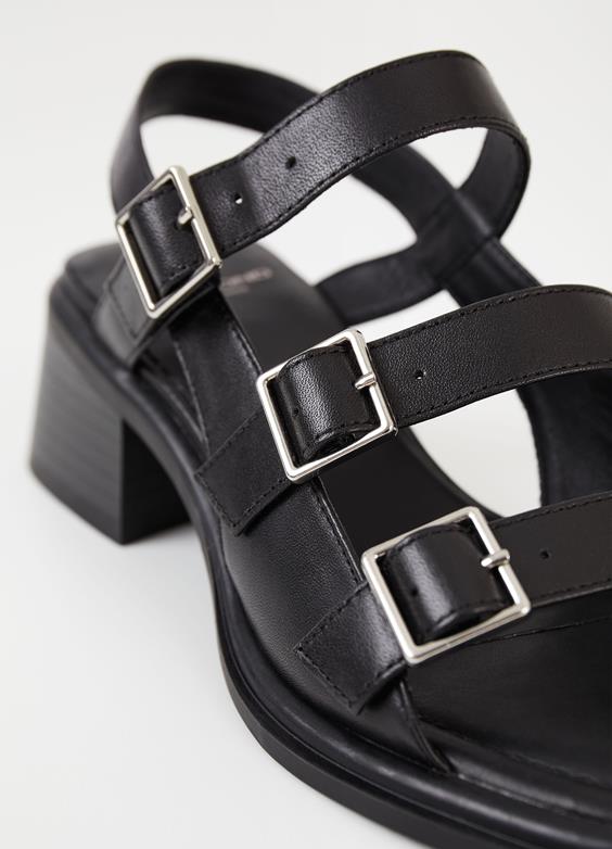 Ines Buckle strappy black leather sandal by Vagabond