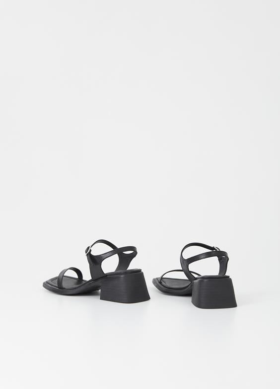 ines strappy heeled sandal by vagabond, black leather 