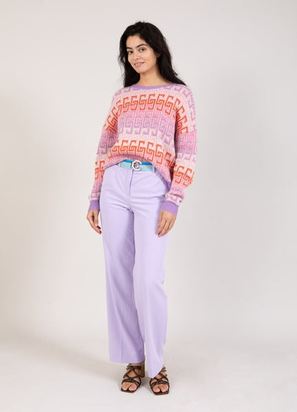 COSTER COPENHAGEN 'Jaquard' Knit (Lilac/Orange Print)