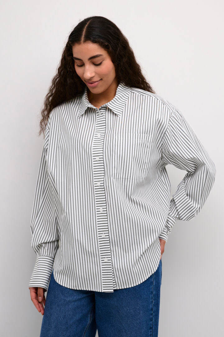 KAFFE "KAJerrie Shirt" (White/Black Stripe)