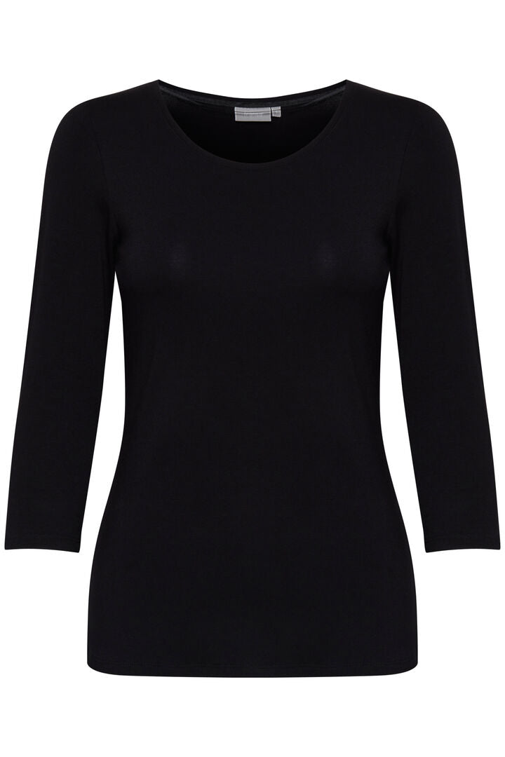 A great layering piece for Autumn/Winter from Scandi brand Fransa. The super soft fabric is unbelievably comfortable worn on it's own or as a base layer. With it's round neck and three quarter sleeves this piece is very versatile.