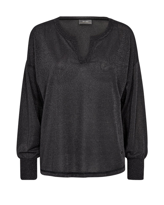 Stand out with this stunning blouse from Mos Mosh, designed with open placket and voluminous sleeves accented with ribbed details. Crafted in lurex that beautifully catches the light. It’s versatile and chic, and pairs effortlessly with jeans for a casual vibe or adds a touch of glamour to a cool tailored suit.