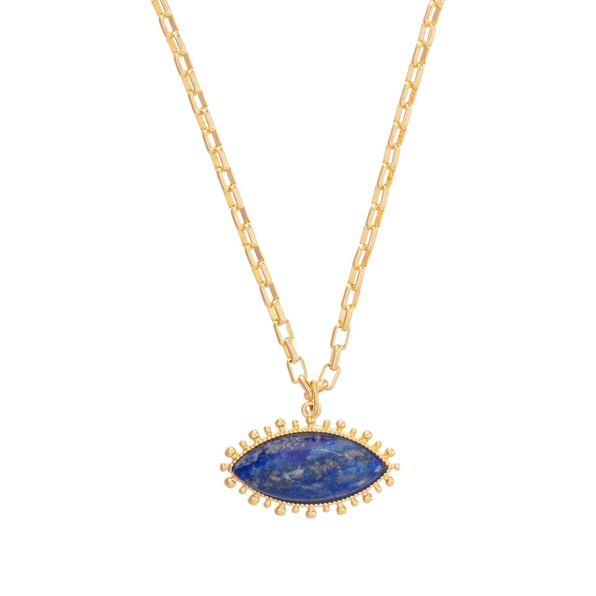 Lapis lazuli pendant in gold colour, Talis Chains jewellery, layering necklace