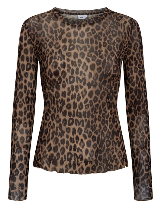 The NULeona mesh top is a staple for every season from Scandi brand NUMPH. A semi sheer top in animal print that can be worn on it's own or over a camisole. The fine fabric has a luxurious feel to it. This looks great under a blazer. The fit is true to size for a fitted piece.