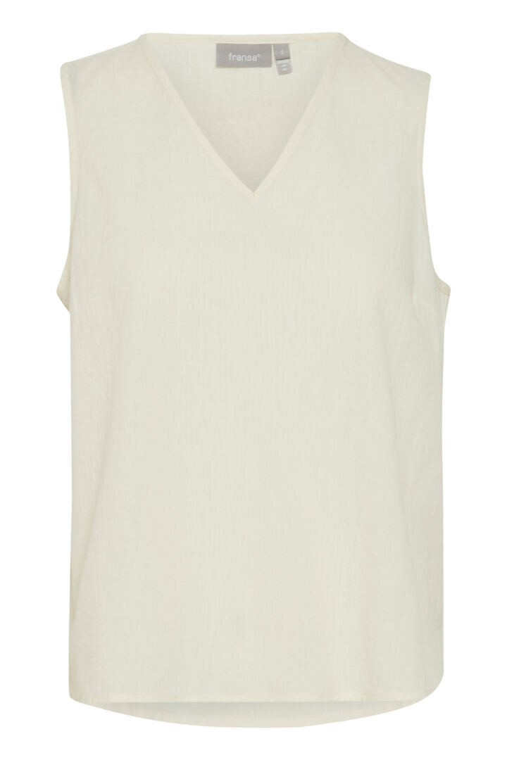 Introducing the must-have summer top from Fransa, a popular Scandi brand that's known for its quality. The V-neck is flattering for a larger bust, and the wide straps provide comfort and allow for easy bra-wearing. The rounded hem adds the perfect finishing touch to this generously fitting and fabulous top, all at an amazing price.