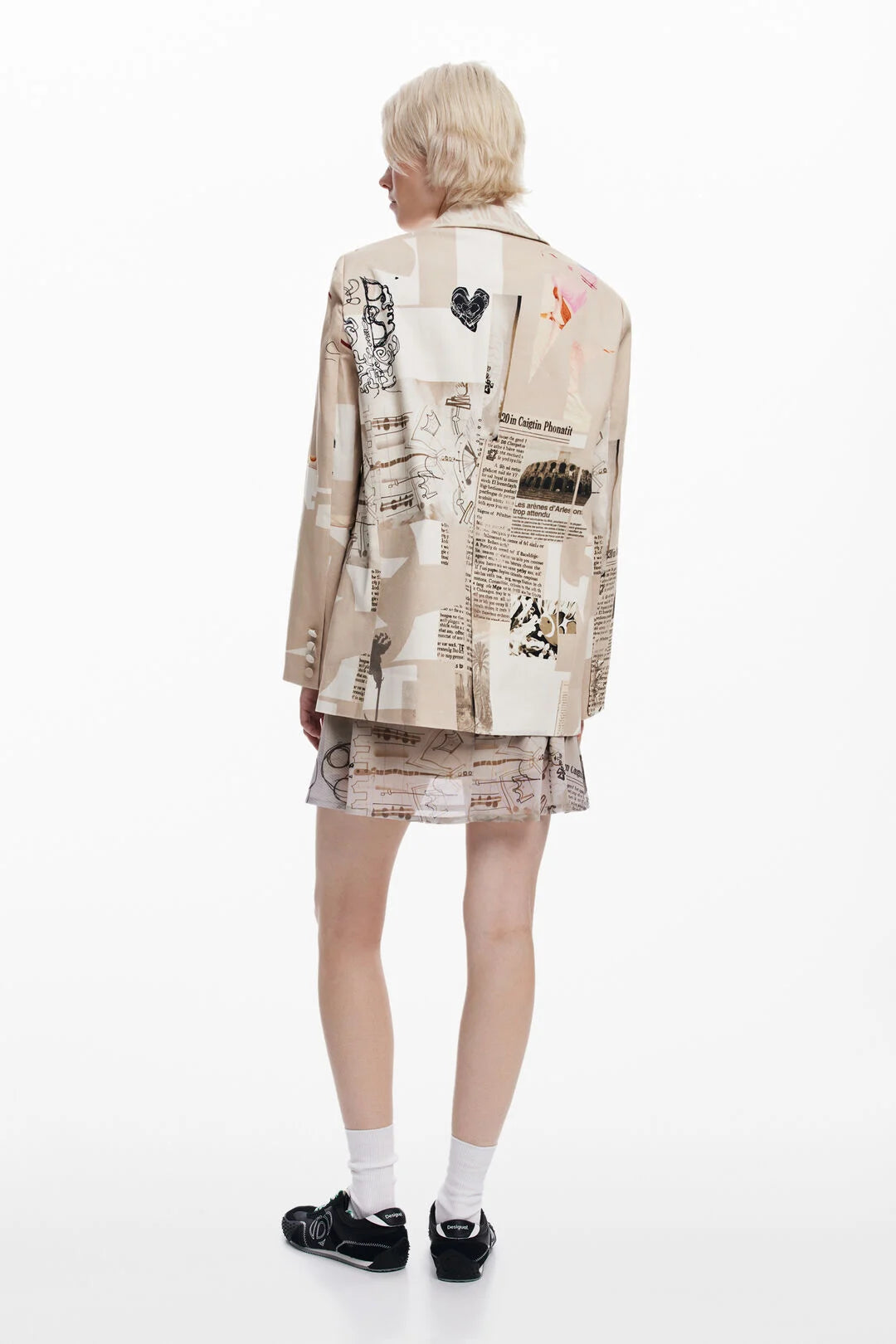 DESIGUAL "Newspaper Collage Jacket" (Beige)