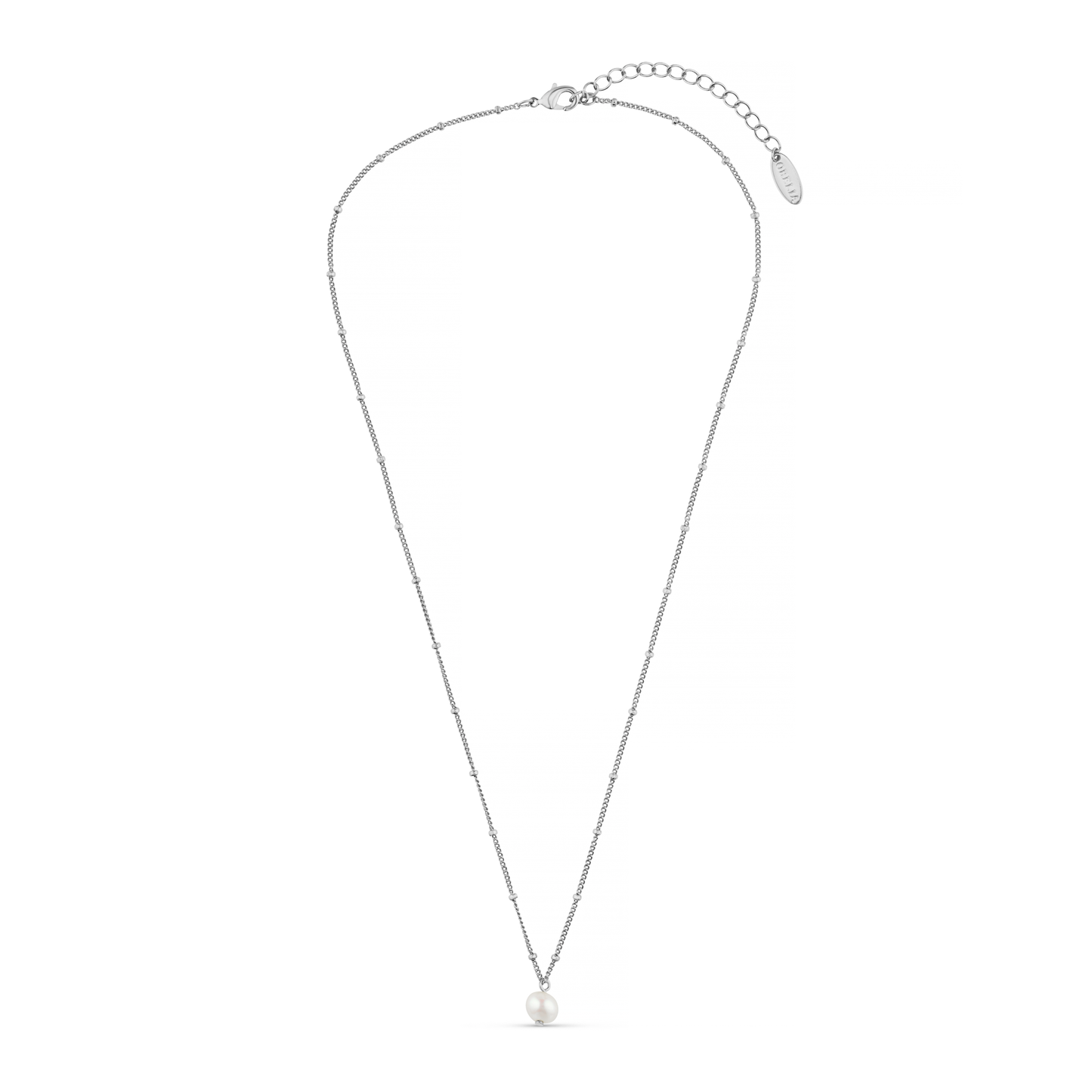 ORELIA "Pearl drop Ditsy Necklace" (Silver)