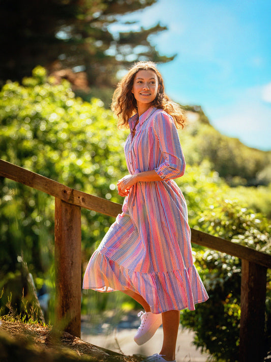 This dress from BRAKEBURN radiates pure happiness. The frill and broderie details bring whimsy while the rainbow pattern and collared neckline add the fun. It’s a joy-filled dress that’s perfect for brightening up any day - whether you're heading to a sunny brunch or a lively afternoon out.