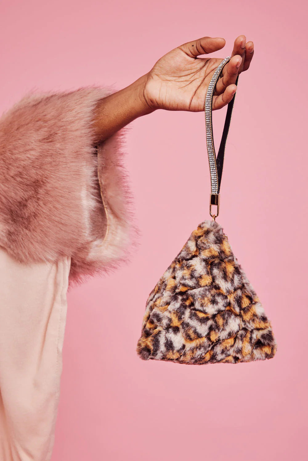 Pyramid Faux Fur Bag