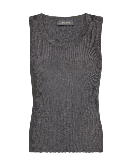 The MMRelena Imanja Knit Tank Asphalt from Mos Mosh adds just the right amount of sparkle to an outfit. Featuring a round neck, sleeveless design and ribbed detailing, this tank gives a flattering silhouette and is incredibly comfortable to wear. Wear yours with some black jeans or a smart trouser and heels for a sophisticated glam look.