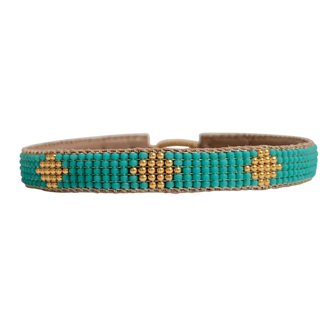 IBU 'stars' Bracelet (Antique Beige/Turquoise)